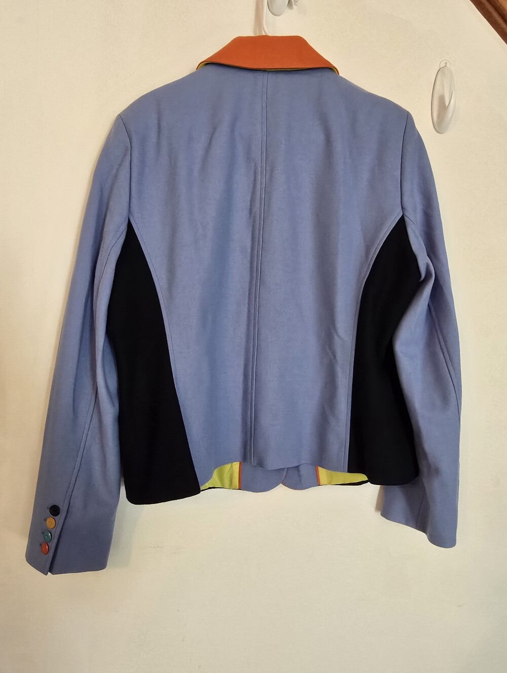 Vintage - Harvé Benard Women's Blazer Jacket in Navy/Black, Blue & Orange - Picture 3 of 5